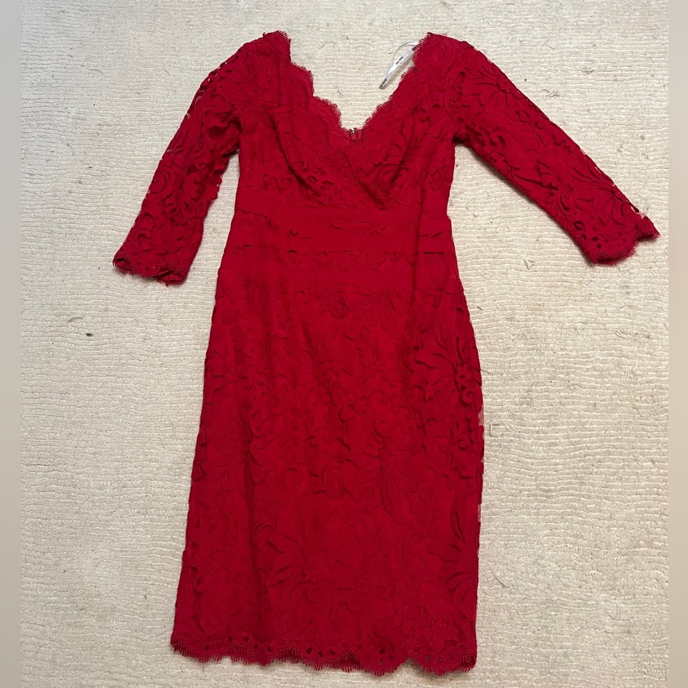 Red lace cocktail dress